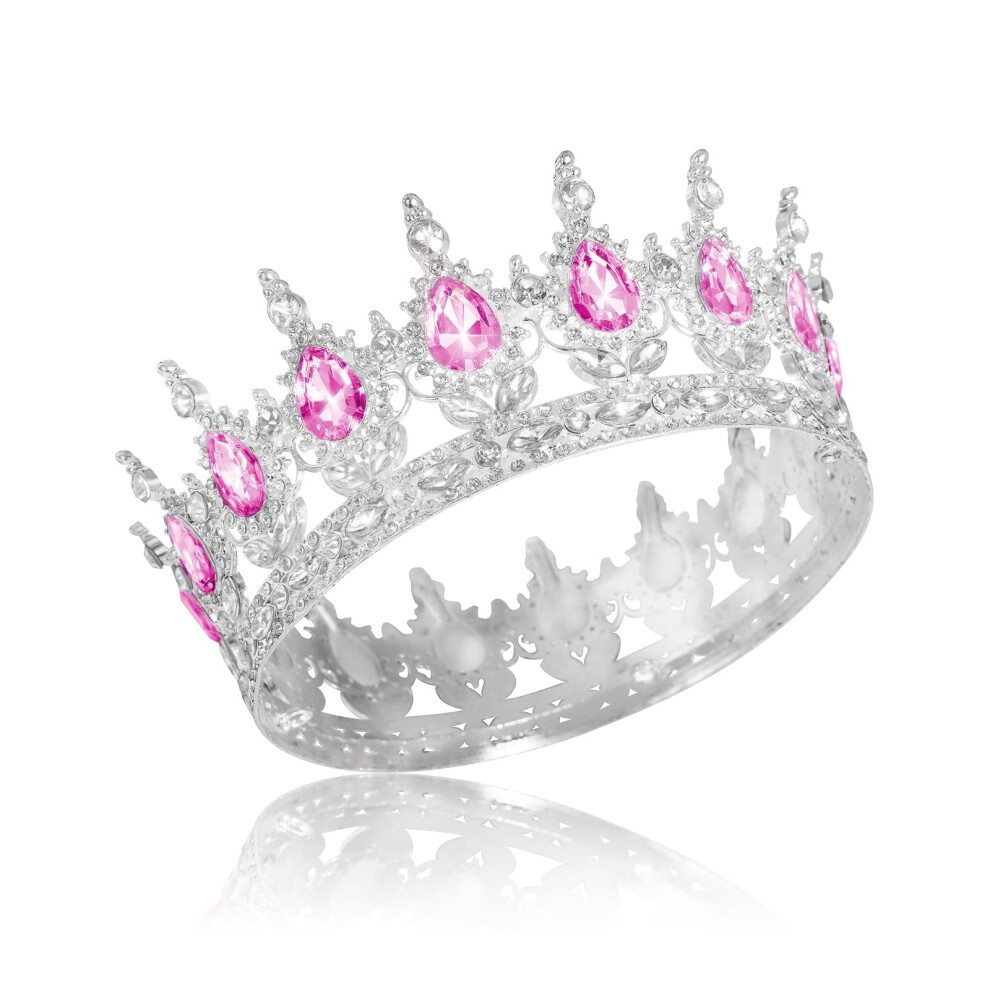 Onedor Unisex Silver Crown For Women Crystal Rhinestone Tiara Queen Headpiece For Wedding Prom Pageant Birthday Princess Theme Costume Party Hair Accessories