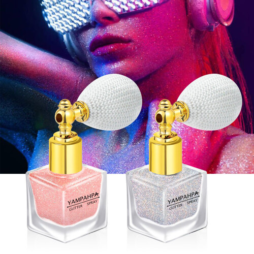Spray Glitter per Corpo, Glitter Rosa e Argento per Capelli e Corpo