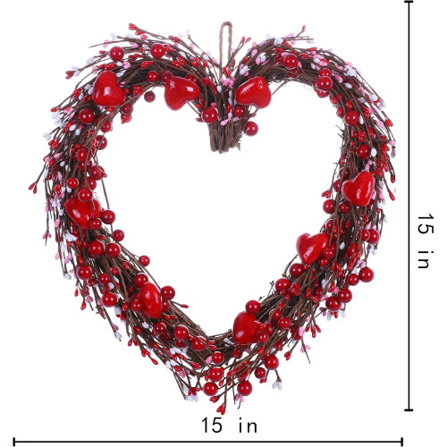 Valentinsdagskrans hjerteformet 15 tommer 1