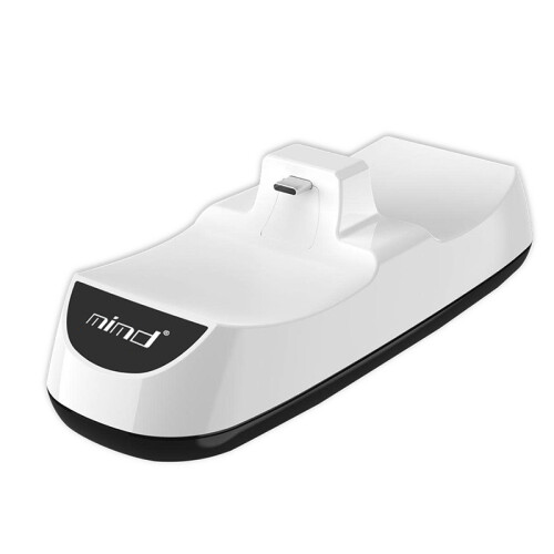 (White) Wireless Handle Dual Slot Charger with LED Light For PS5 Controller Gamepad 1