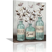 Cotton Teal Jar Canvas Print 12 x 16 in Framed