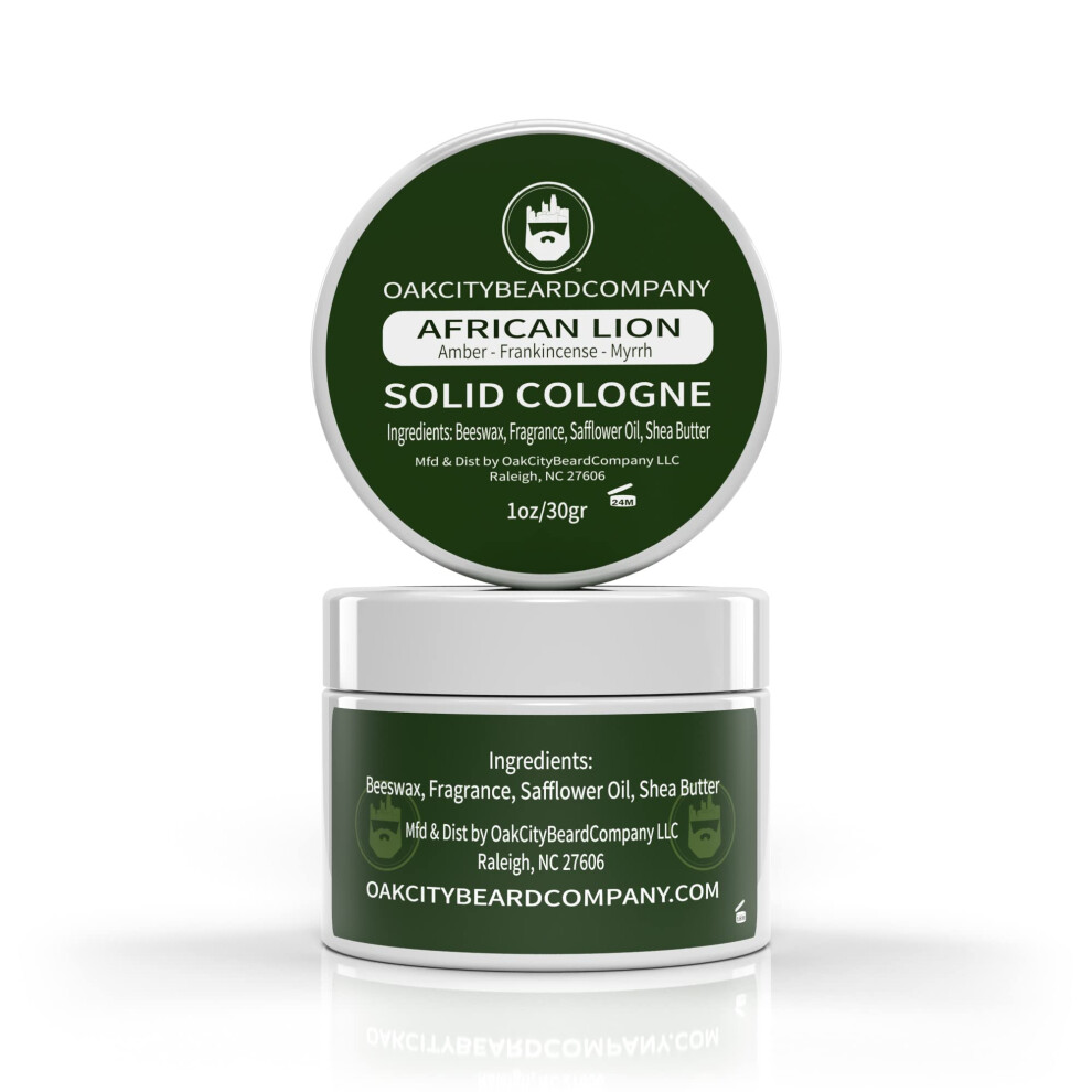 Oak City Beard Compa Amber Oak City Beard Company - African Lion - Solid Cologne - 1 Ounce - Frankincense - Myrrh - Patchouli - Exotic
