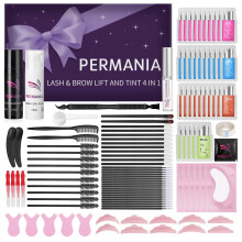 PERMANIA Wimperlift Kit met Zwarte Kleur, Wimper & Brow Laminatie 4 IN 1 Zwart voor Salon & Thuis