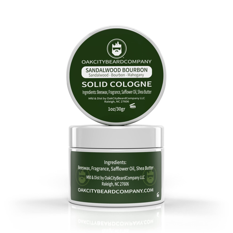 Oak City Beard Compa Oak City Beard Company - Sandalwood Bourbon - Solid Cologne - 1 Ounce - Sandalwood - Bourbon - Mahogany - Our Most Popular Scent!