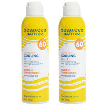 Seaweed Bath Co. Cooling Mist SPF 60 Sport Solskyddsspray, 6 Ounce (2-pack), Hållbart skördad sjögräs
