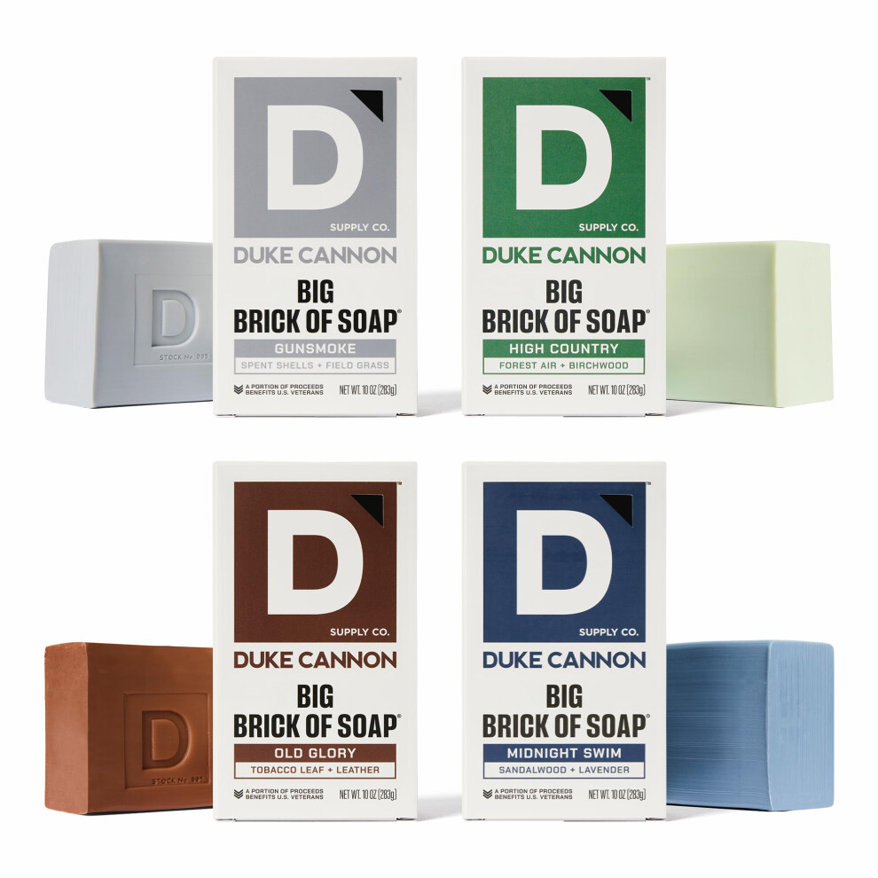 Duke Cannon Supply C Duke Cannon Supply Co. Big Brick Of Soap Bar, Frontier 40 - Fresh Cut Pine, Leaf & Leather, Campfire & Midnight Swim, Extra Large, Masculine Scents, 1