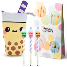 Puckator Foodiemals Boba Bubble Tea Pencil Case and Mechanical Pencil Set