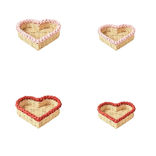 Handmade Heart Shaped Storage Bin For Desk Accessories-Red L 1