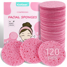 60-Pack Komprimerade Ansiktssvampar|100% Naturliga Kickleen Cellulosa Kosmetiska Svampar för Ansiktsrengöring