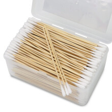500PCS 6" Cotton Swabs in Storage Box - Long Cotton Swab with Wooden Sticks - Lint Free, Highly Absorbent Single Tipped Applicators for Makeup, Pet Ca