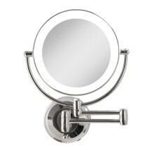 Miroir de maquillage LED mural Zadro 11" 5X/1X avec batterie ou secteur (Grand | 5X/1X | 11" x 14,5", Chrome