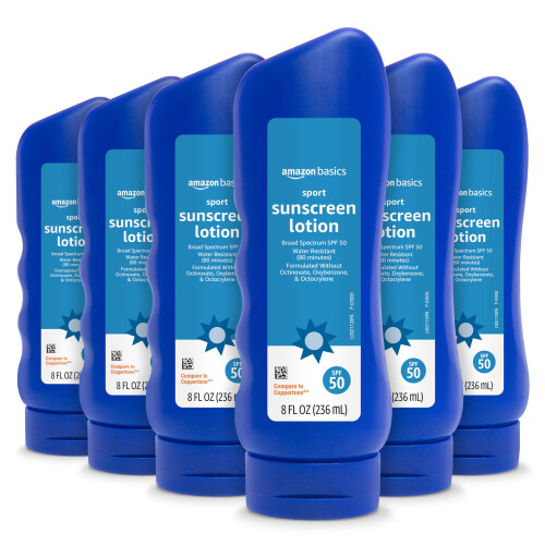 Solimo Solkräm Lotion, Ingen Octinoxat/Oxybenzon, Doftfri, 8 fl oz, 6-Pack