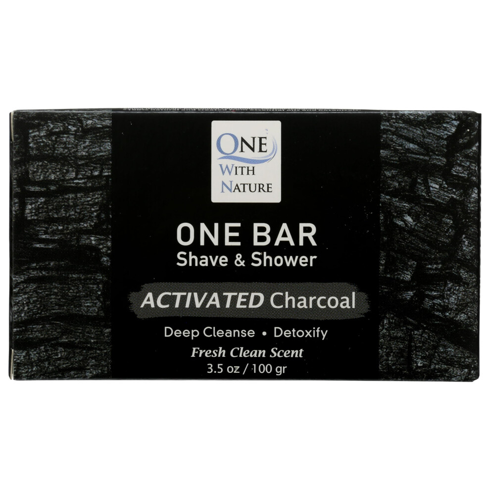 One With Nature One Bar Shave & Shower Detox Activated Charcoal 3.5 Oz Bar Soap
