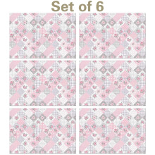 Floral Linen-Blend Placemats Set of 6, 12 x 18 Inch