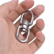 M8 304 acier inoxydable œil-à-œil anneau porte-clés pivotant