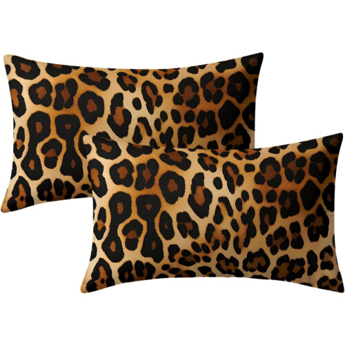 Set di 2 federe con stampa leopardata, 30x51 cm.