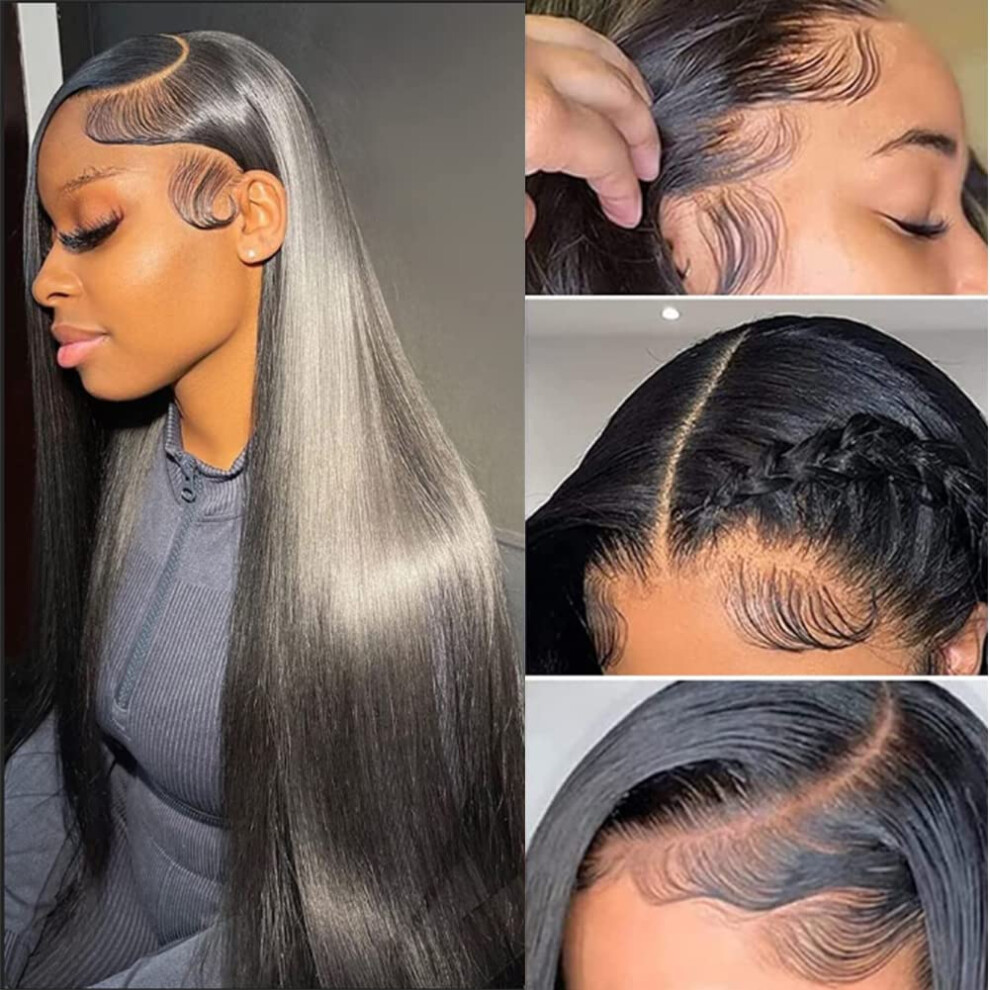 Ysxbui Unisex 13X6 Lace Front Wigs Human Hair 180% Density Hd Transparent Straight Lace Front Wigs Human Hair Wigs Pre Plucked Brazilian Virgin Lace Frontal