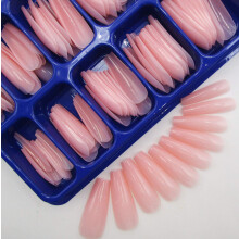 100pcs Uñas Postizas Largas de Acrílico Coloridas Forma Coffin Rosa Nude