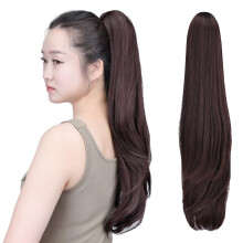 SYXLCYGG Donkerbruine Clip in Ponytail Yaki Recht Klauwenstaart 22" 5.5 OZ Synthetisch Nep Haar voor Vrouwen