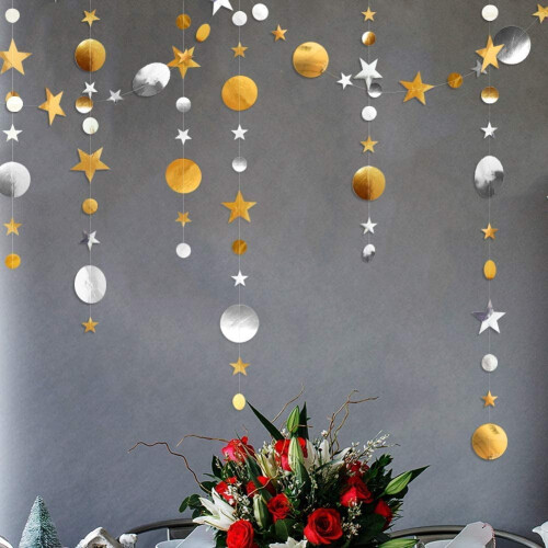 Glitter Star Circle Dot Garland 4m