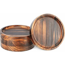 Wooden Drink Coasters Set of 4 – 4.3" Paulownia Wood with