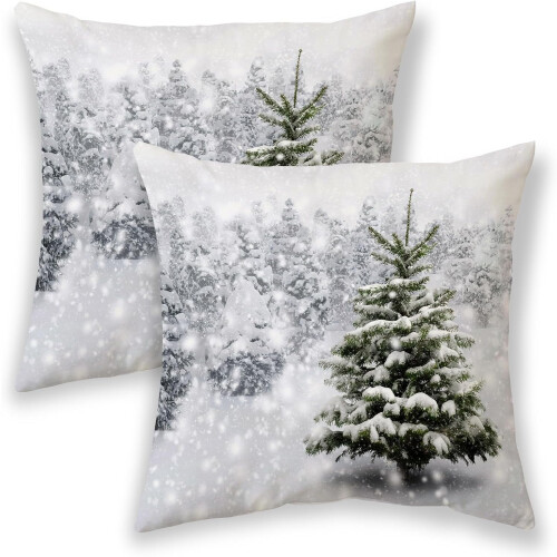 Fodere per cuscini con fiocchi di neve bianchi, set da 2 (50x50 cm)