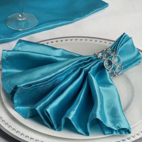 Satin Dinner Napkins 20 Inch Turquoise 50 Pack