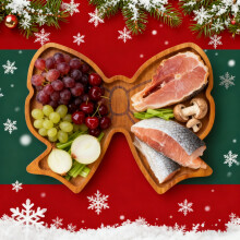 Wooden Bow Tray for Christmas Serving & Decor