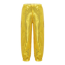 Pantaloni da ballo per bambine con paillettes, gialli, 9-10 anni