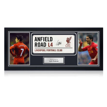 Luis Suarez Signed Liverpool Street Sign. Framed
