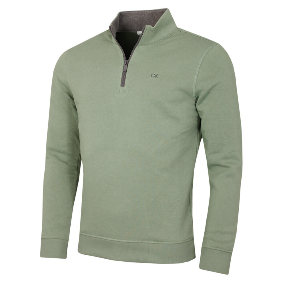 Calvin Klein (Xxxxl, Sage) Mens 2026 Rocky Half Zip Supersoft Stretch Golf Sweater Green