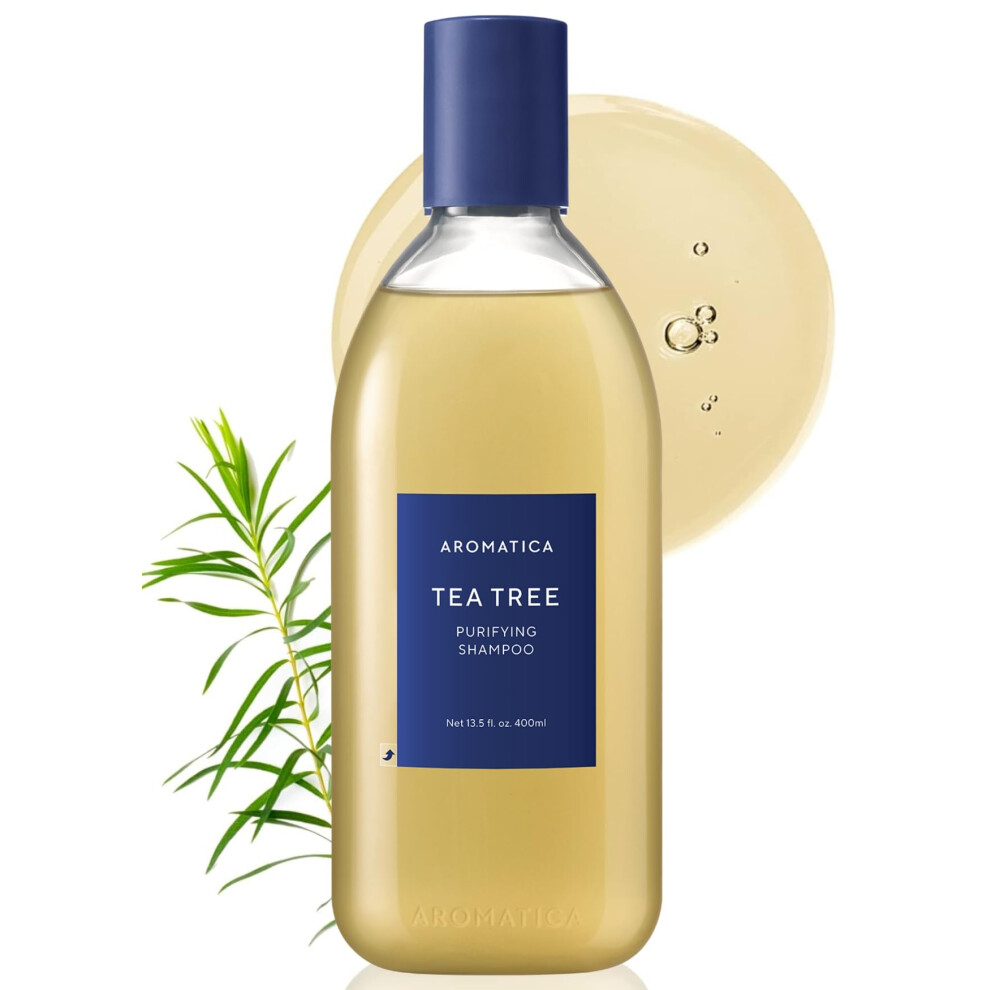 Aromatica Green/Lavender Clarifying Tea Tree Shampoo, Organic Tea Tree Oil, Natural, Dandruff, And Itchy Scalp Care, Scalp Exfoliator, For Men & Women, Include Mint