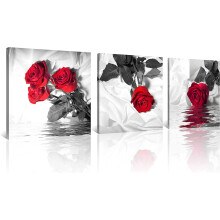 3-Piece Red Rose Canvas Wall Art, 14x14 Inch