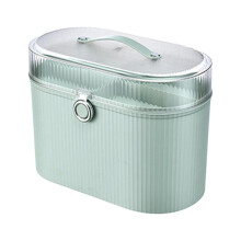 Aufbewahrungsbox mit Deckel und Griff, 2 Fächer, Grün