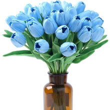 Ekte kunstige tulipaner 14" 15 stk kunstige silkeblomster