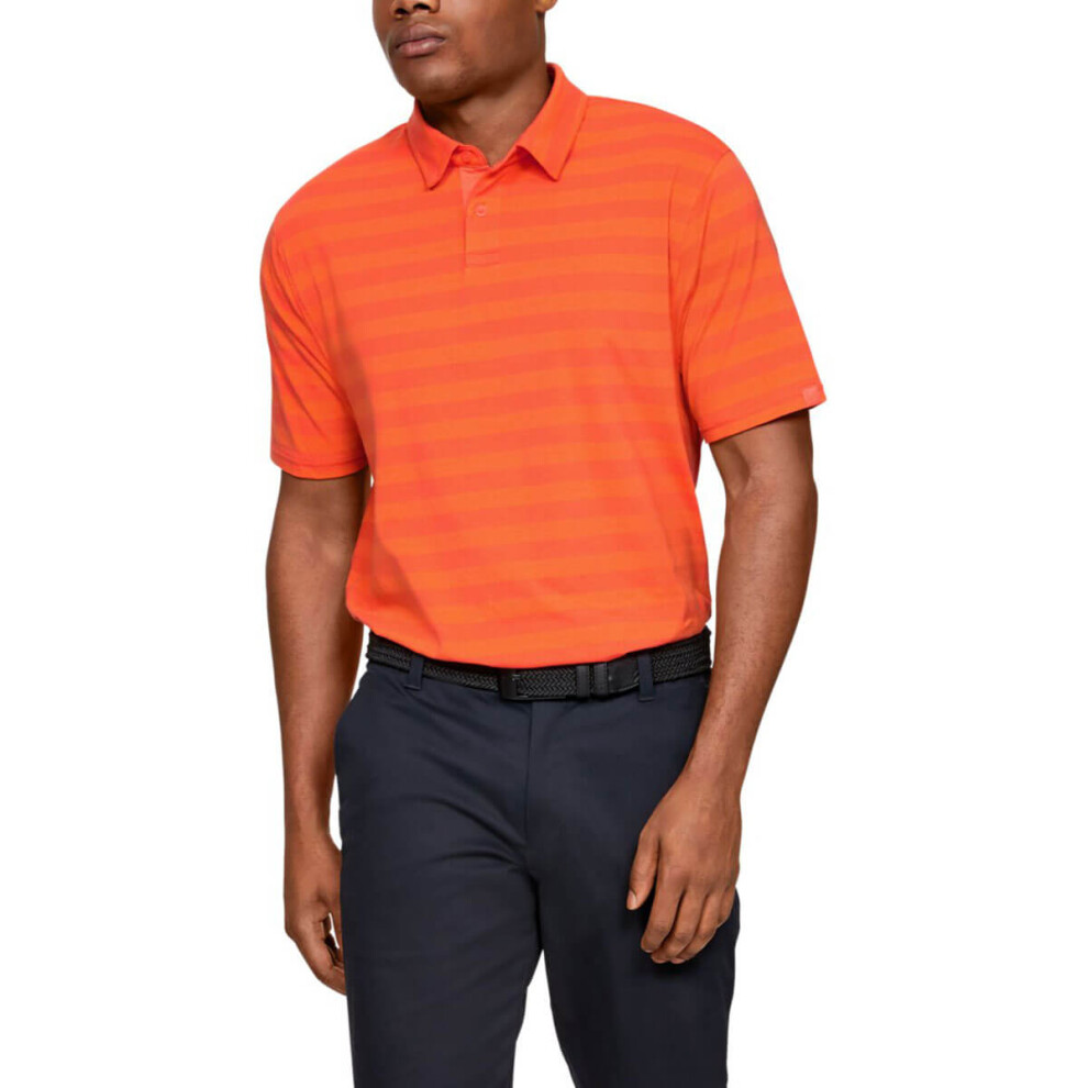 Under Armour (S, Papaya) Mens Cc Scramble Stripe Charged Cotton Polo Shirt