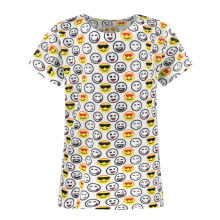 (3-4 Years) Emoticon Short Sleeved T-Shirt (Girls White)