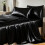 King Satin Bed Sheet Set 4-Piece Polyester Microfiber 1