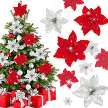 Poinsettias artificiels 12,5 cm (24 pièces)