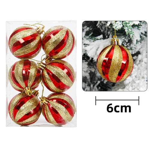 Weihnachtskugel-Anhänger, dekorativ, bruchsicher, 60 mm, 6er-Set