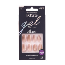 KISS Gel Fantasy 28 Piezas Uñas Postizas, Medianas Ovaladas, Rosa Nude Cromado, Kit Reutilizable