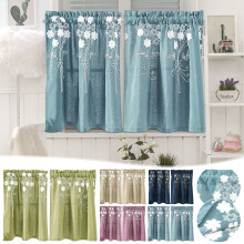 Embroidered Polyester-Cotton Short Curtains