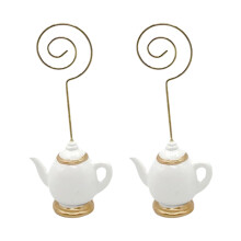 Porte-cartes de siège de tasse à thé en feuille d'or, 2-théière