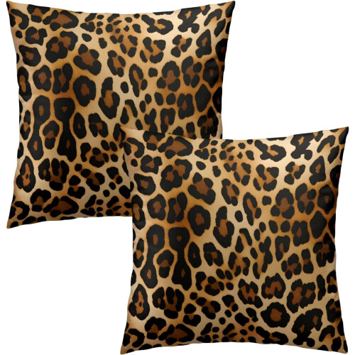 Fețe de pernă cu imprimeu leopard, 20x20 inci, set de 2