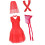 Completo da sposa rosso da donna con guanti e collant a rete 1
