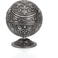 Vintage Zinc Alloy Push-Down Ashtray with Lid