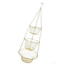 Ruimtebesparende opvouwbare 3-laags metalen mand voor fruit-Goud