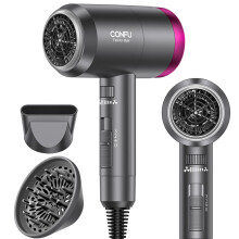 CONFU Ionic Hårtork 1600W, Lätt och Portabel, Snabb Torkning, 3 Värmeinställningar
