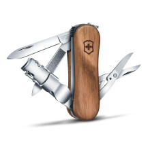 Victorinox Nail Clip 580 Wood Swiss Army Knife, 6 Functions, Swiss Made Pocket Knife with Nail File, Nail Cleaner and Small Blade - Walnut
