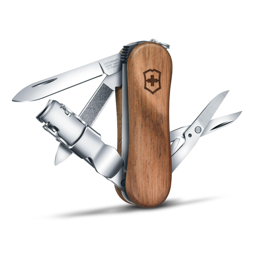 Photos - Manicure & Pedicure Tools Victorinox Nail Clip 580 Wood Swiss Army Knife, 6 Functions, Swiss Made Pocket Knife with Nail File, Nail Cleaner and Small 
